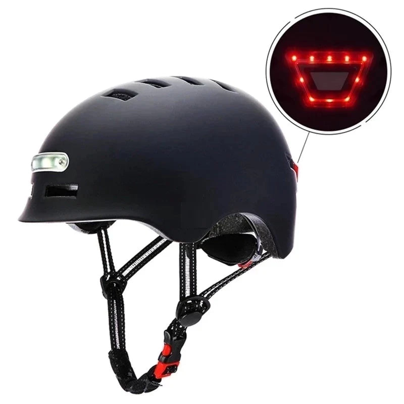 Casco con luz led patinete eléctrico negro